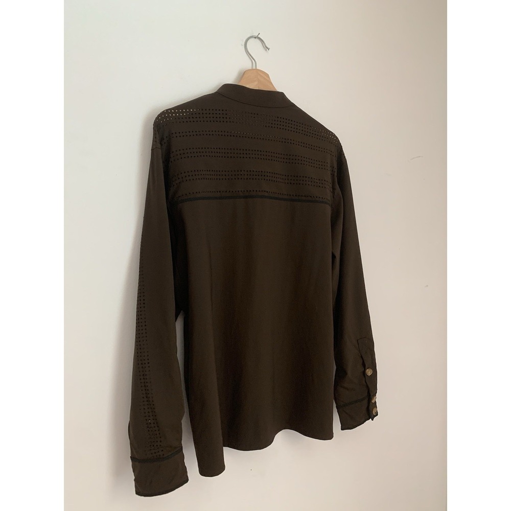 Worth New York Top Tunic Sz M Brown Perforated Tortoise Button Wool Lightweight - Picture 7 of 10